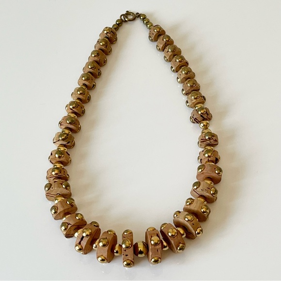 Cork Studded Necklace & Earrings Set - Picture 3 of 10